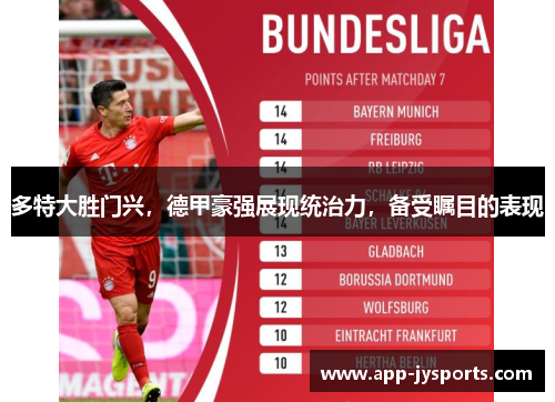 多特大胜门兴，德甲豪强展现统治力，备受瞩目的表现